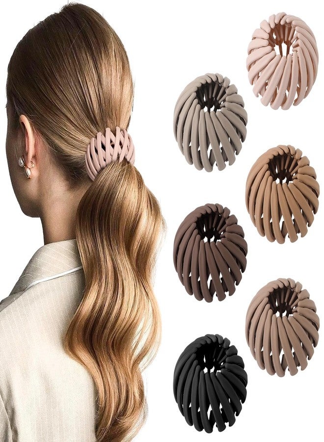 AWAYTR 6Pcs Bird Nest Magic Hair Clips Hair Nest for Bun Strong Ponytail Holders for Women Girls (Neutral, Large) - Image 1